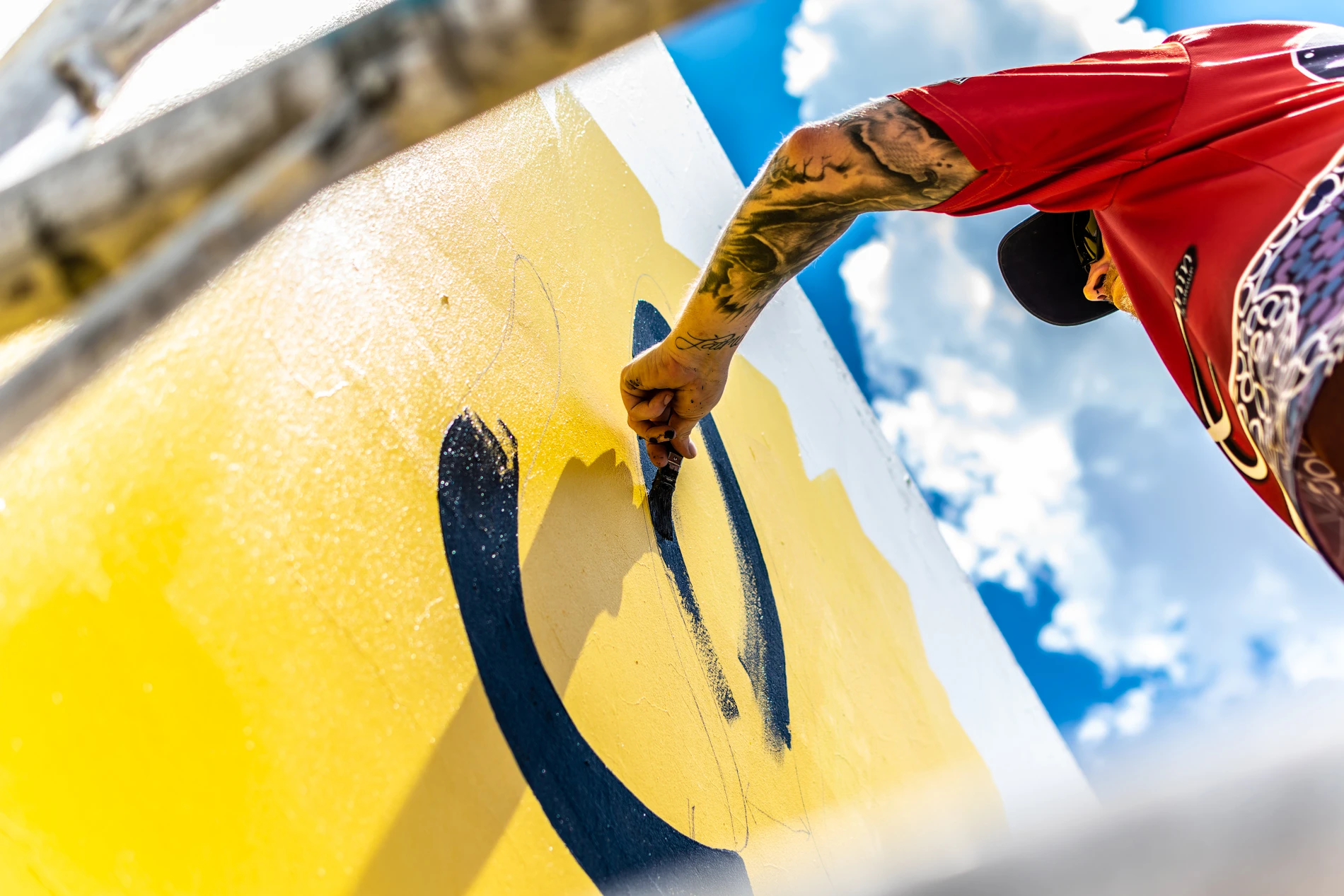 Galleries Alley Gallery Low Angle Tattooed Painter Yellow Wall